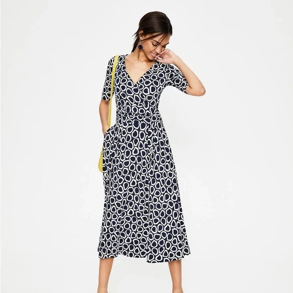 knee length dresses for ladies Kassidy Jersey Midi Dress-Poppy Red, Gardenia Swirl